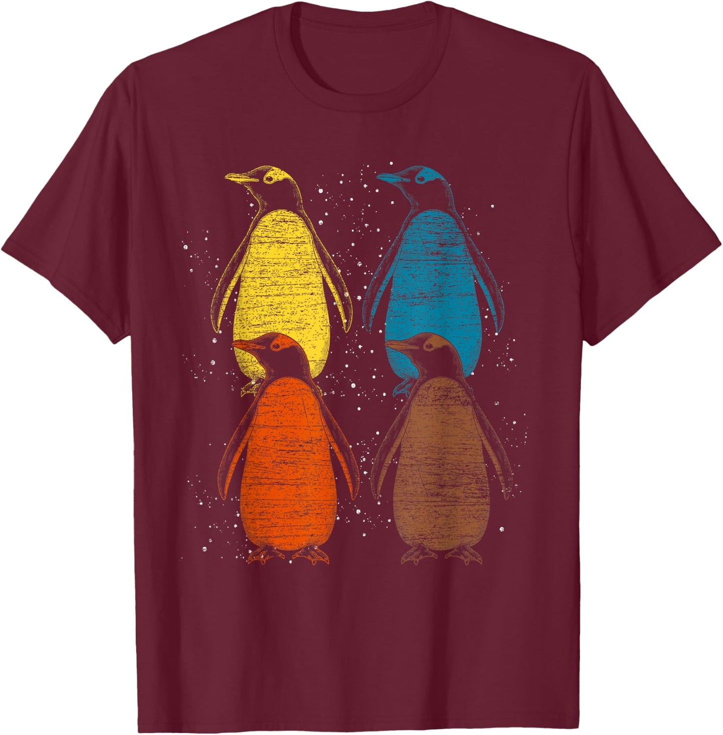 Retro Antarctic Animal Lover Zoo Keeper Gift Cute Penguin T-Shirt - T-Shirt | Maroon