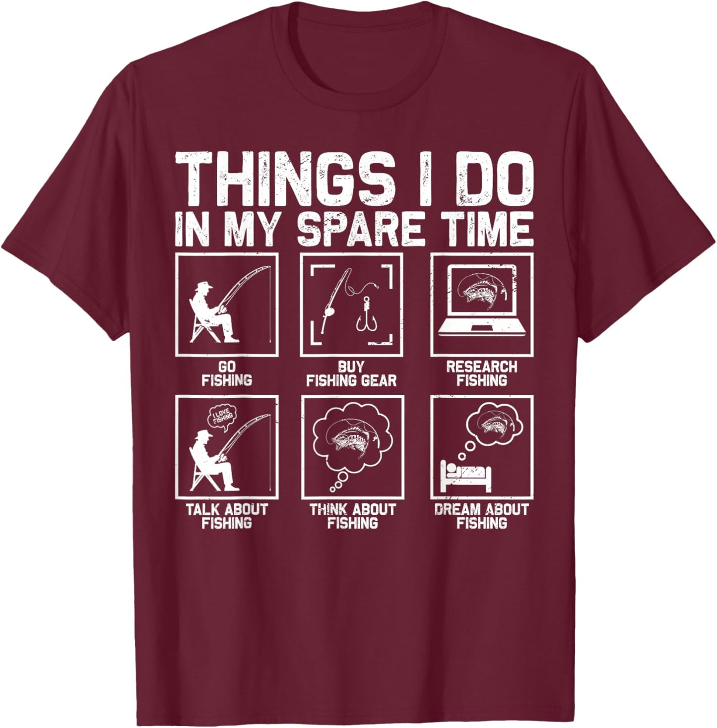 Funny Fishing Bass Fish Dad Men Reel Cool Fishing Lover T-Shirt - T-Shirt | Maroon