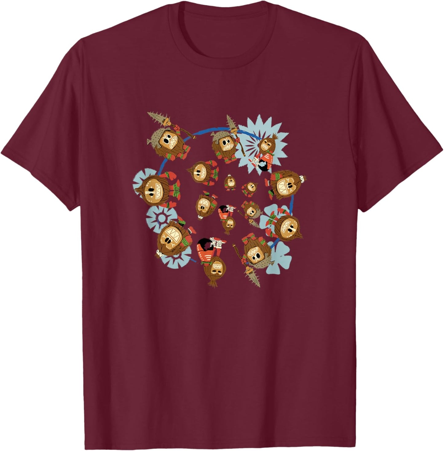 Disney Moana Kakamora Pirates Tribe Swirl Big Chest Poster T-Shirt - T-Shirt | Maroon