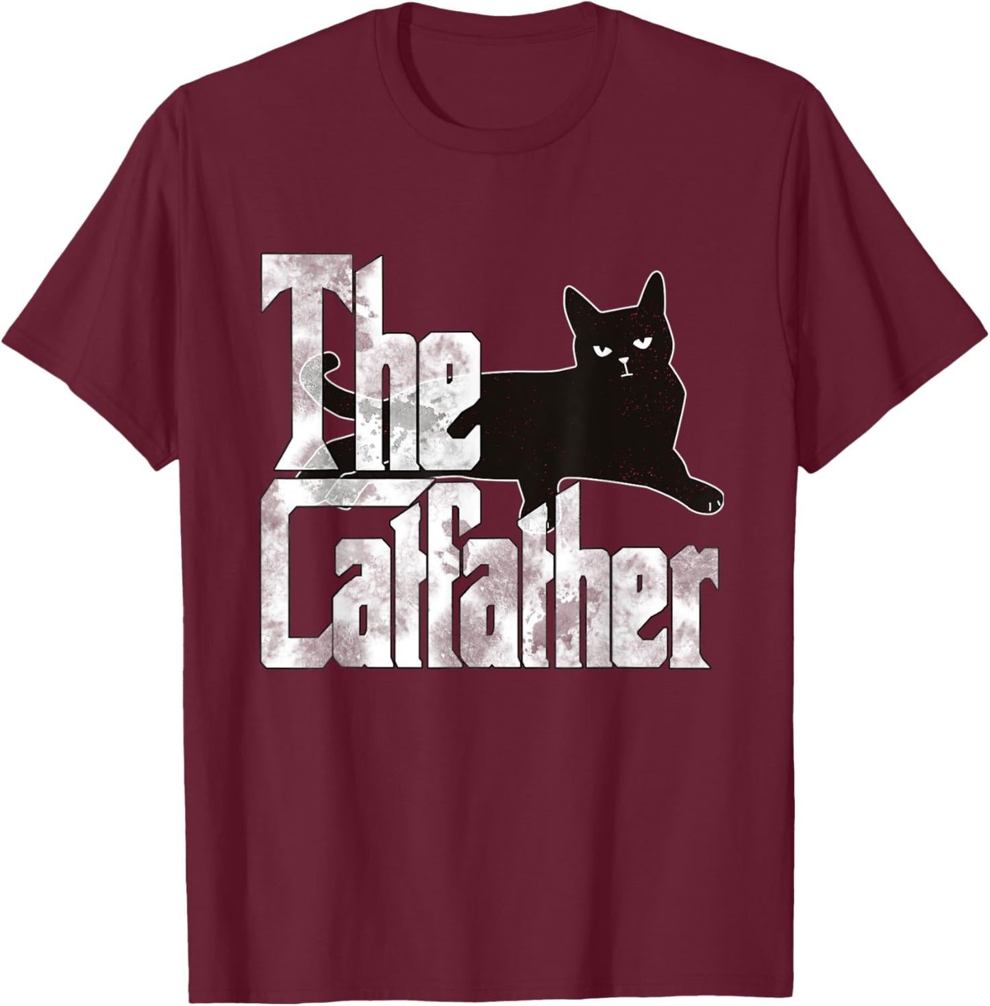 Cat Dad The Catfather Lazy Black Cat Father Kitty Daddy Men Women T-Shirt - T-Shirt | Maroon