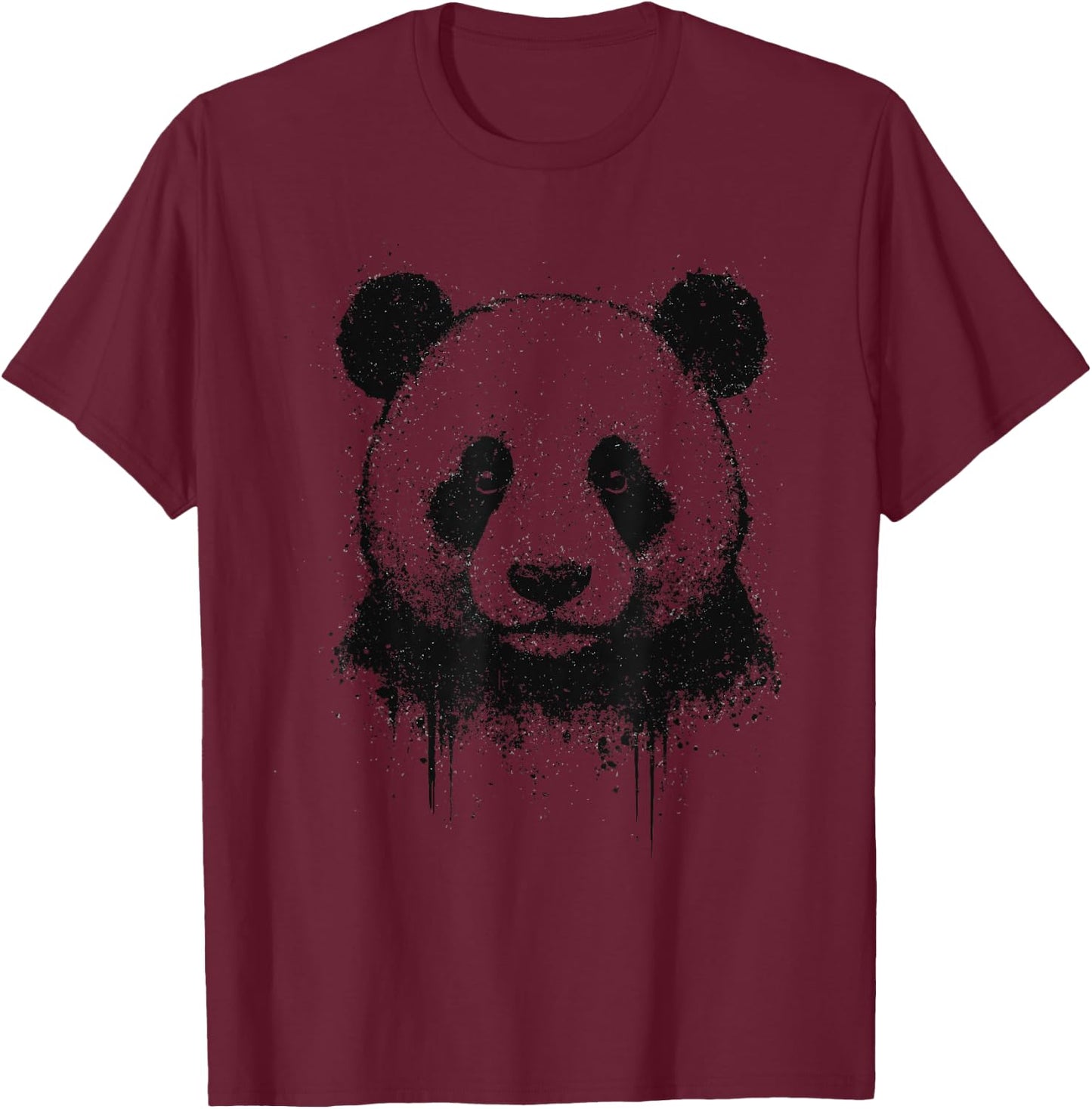 Panda Ink Art Grunge Aesthetic Edgy Arty Portrait Panda Bear T-Shirt - T-Shirt | Maroon