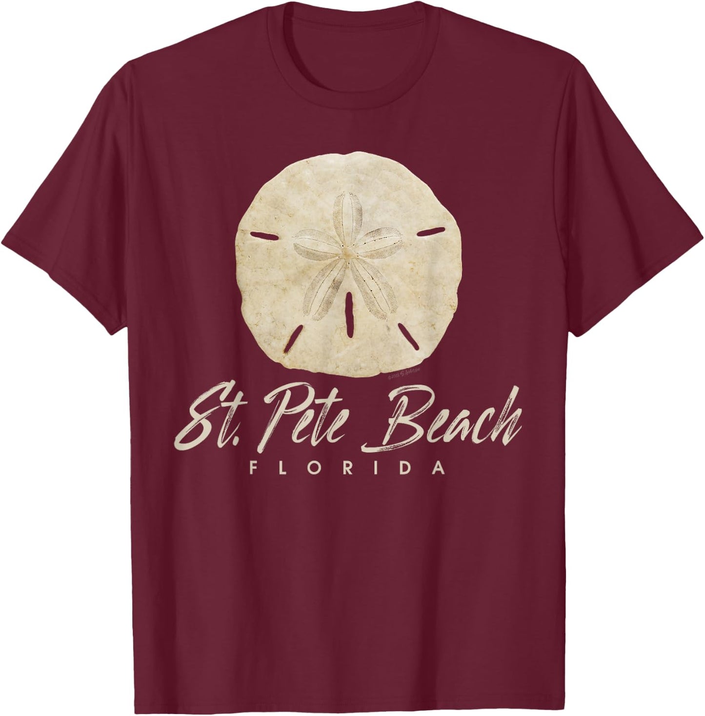 St. Pete Beach Florida Shelling Gift Souvenir Sand Dollar T-Shirt - T-Shirt | Maroon