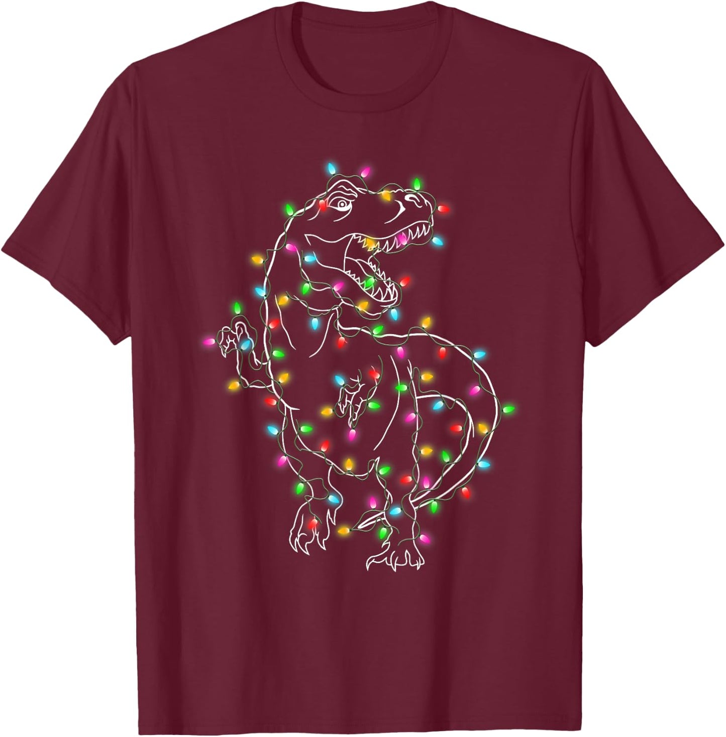 Dinosaur T-rex Tree Christmas Sweater Xmas Pet Dino Trex T-Shirt - T-Shirt | Maroon