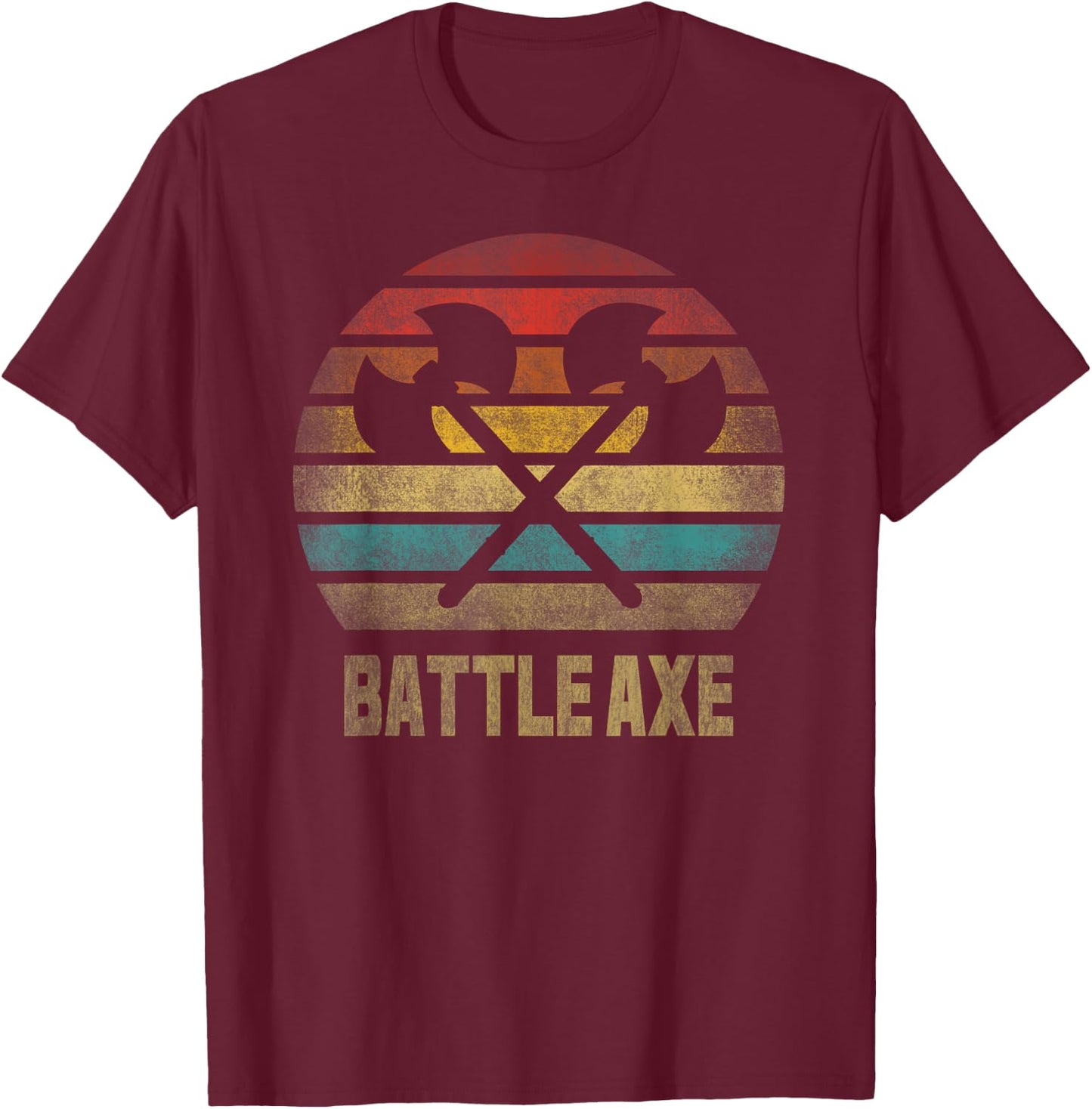 Battle Axe Weapon Retro Vintage T-Shirt - T-Shirt | Maroon