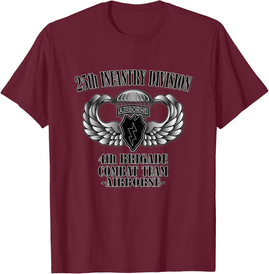 25th Infantry Division, 4th BCT- Airborne (Front Design) T-Shirt - T-Shirt | Maroon