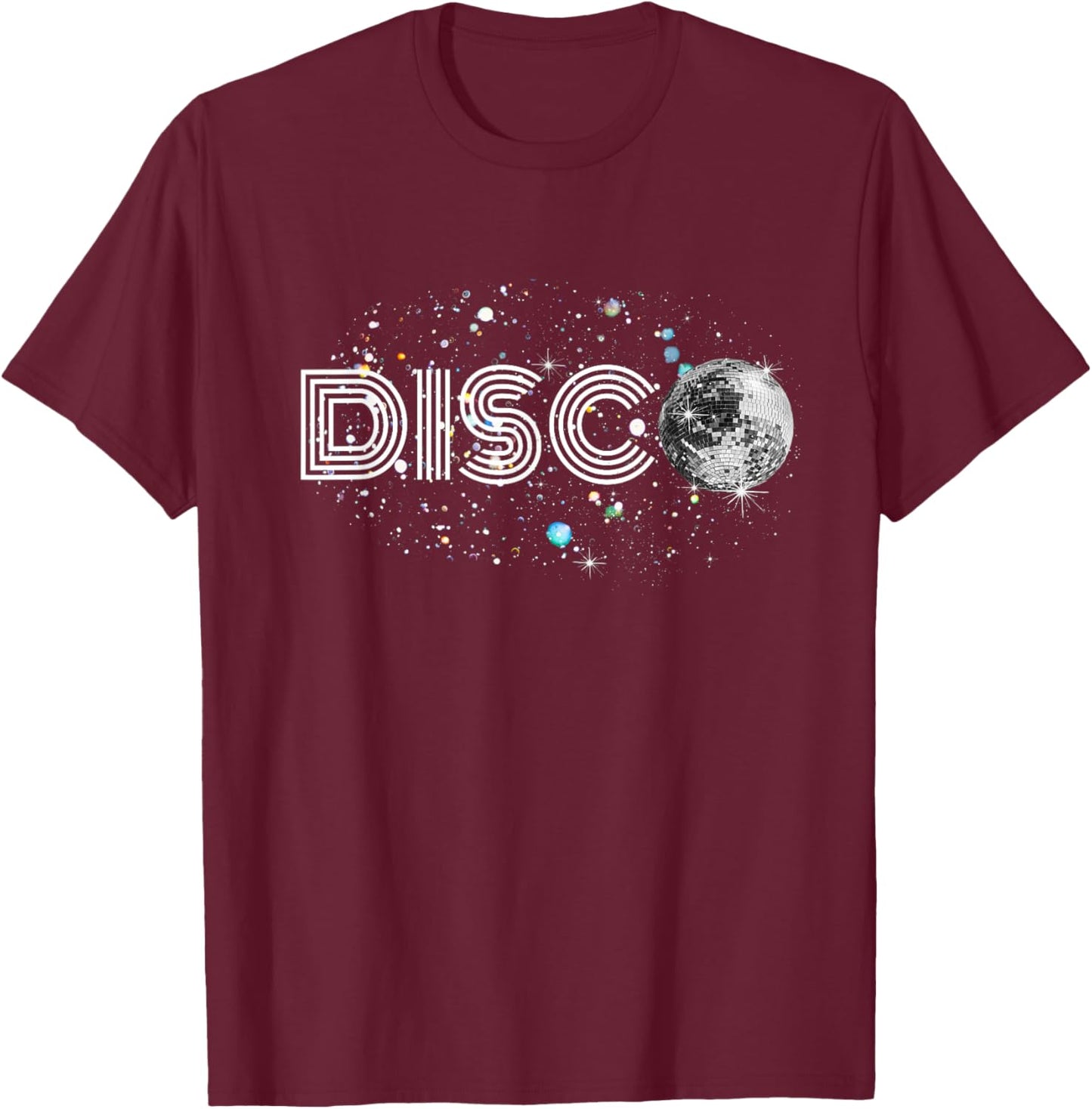 Black And White Disco Ball Club T-Shirt - T-Shirt | Maroon