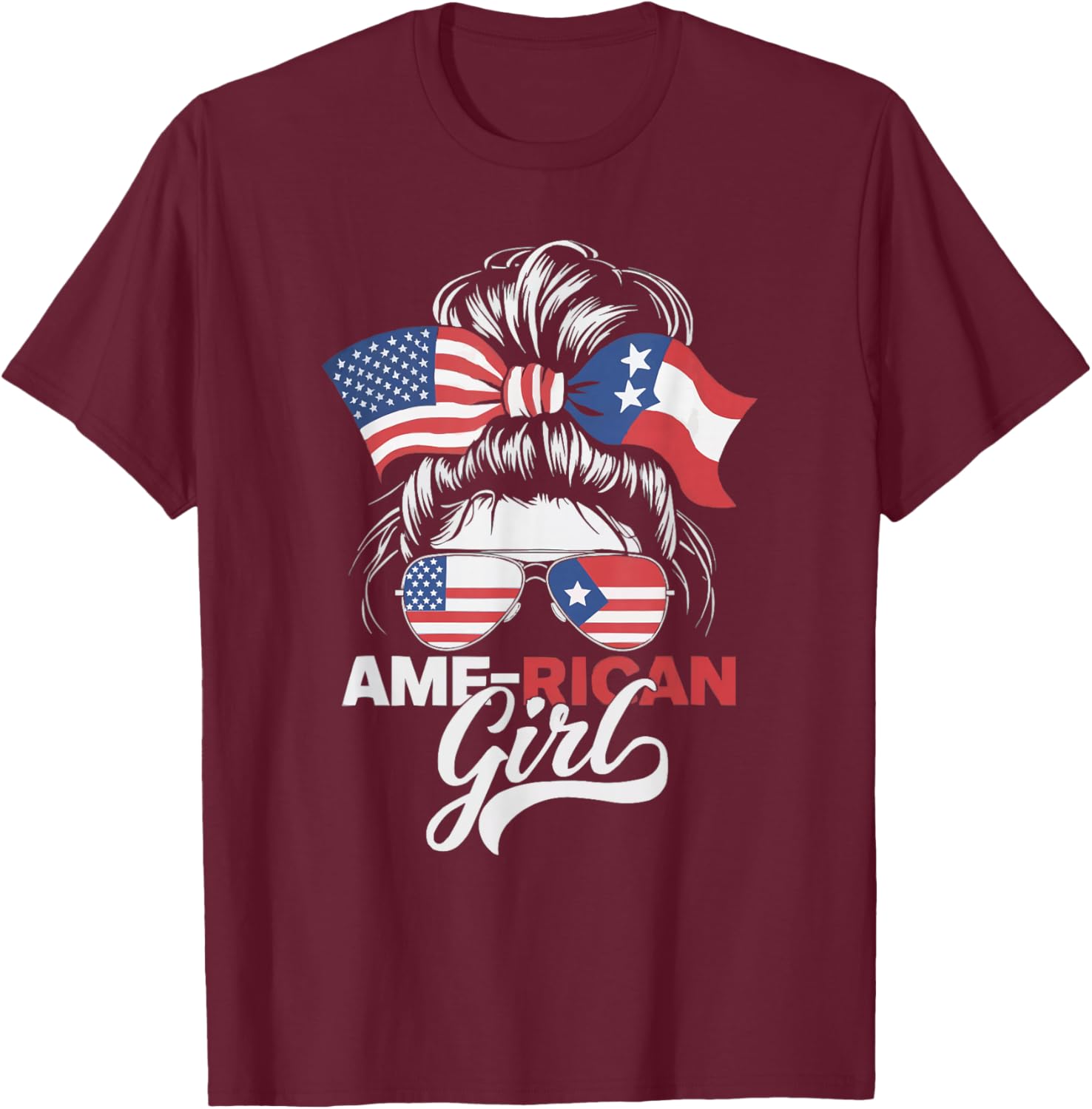 Half Puerto Rican Half American USA Flag Puerto Rico T-Shirt - T-Shirt | Maroon
