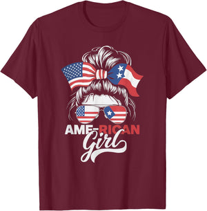 Half Puerto Rican Half American USA Flag Puerto Rico T-Shirt - T-Shirt | Maroon