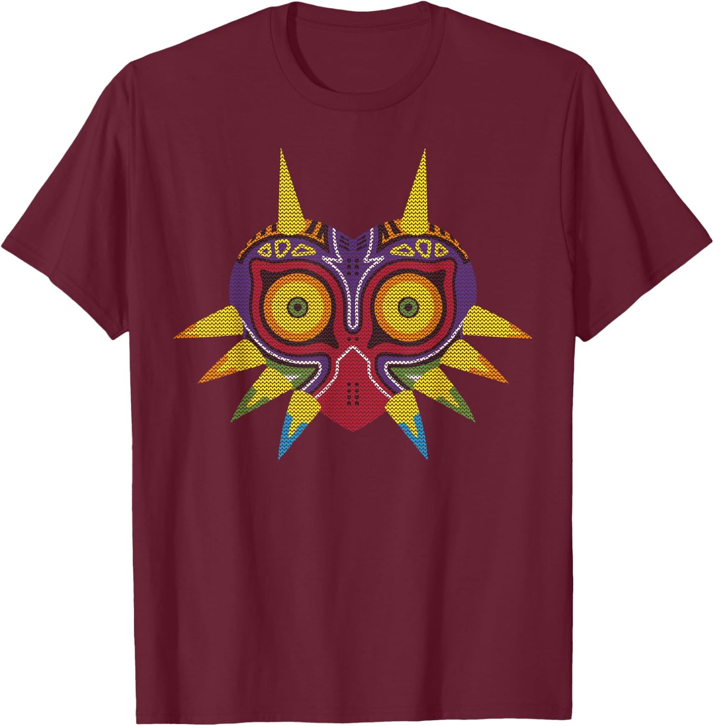 The Legend of Zelda Majora's Mask Knit Style Portrait T-Shirt - T-Shirt | Maroon