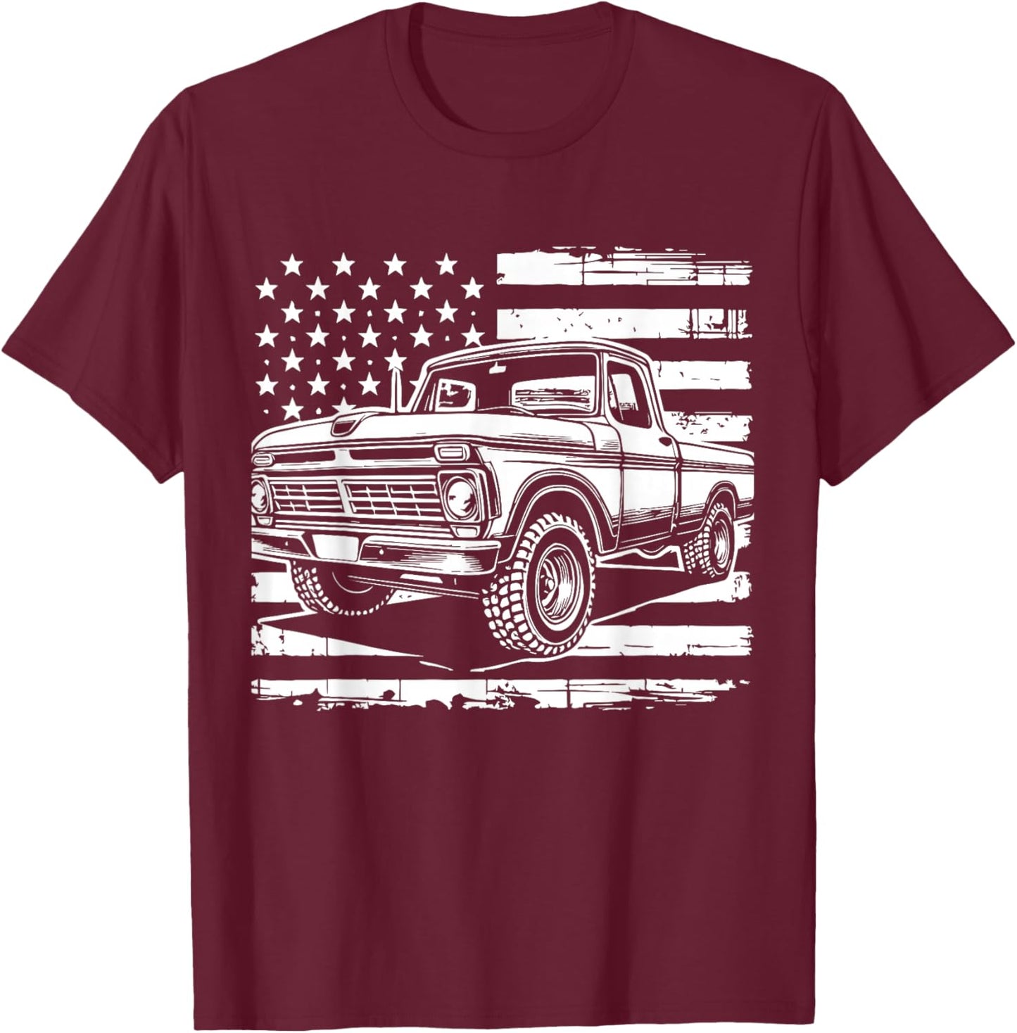First gen Classic Americana Truck Vintage Patriotic Design T-Shirt - T-Shirt | Maroon