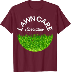 Lawn Care Specialist Funny Gardener Lawn Mower Lovers Outfit T-Shirt - T-Shirt | Maroon