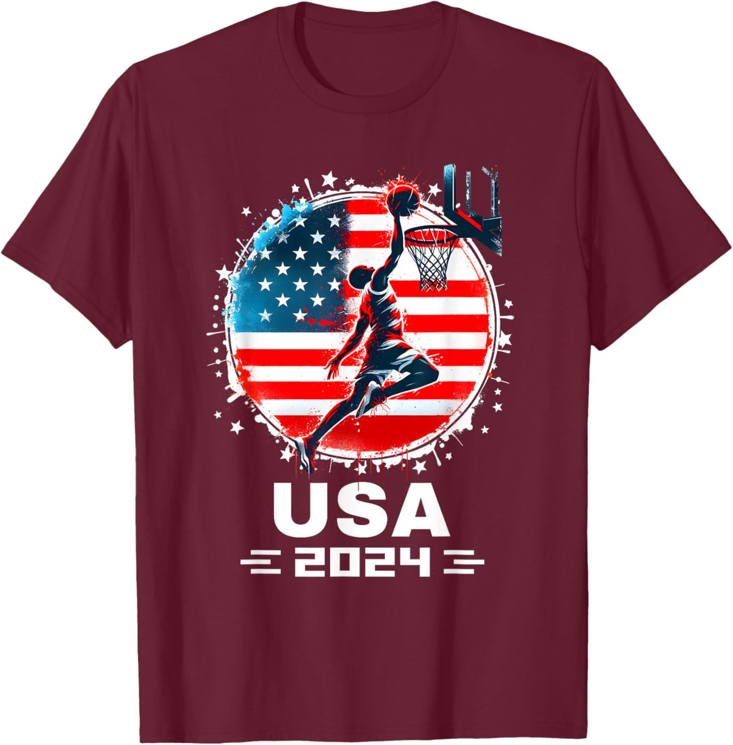 USA Team 2024 Basketball Shirt Women Kids Basketball T-Shirt - T-Shirt | Maroon