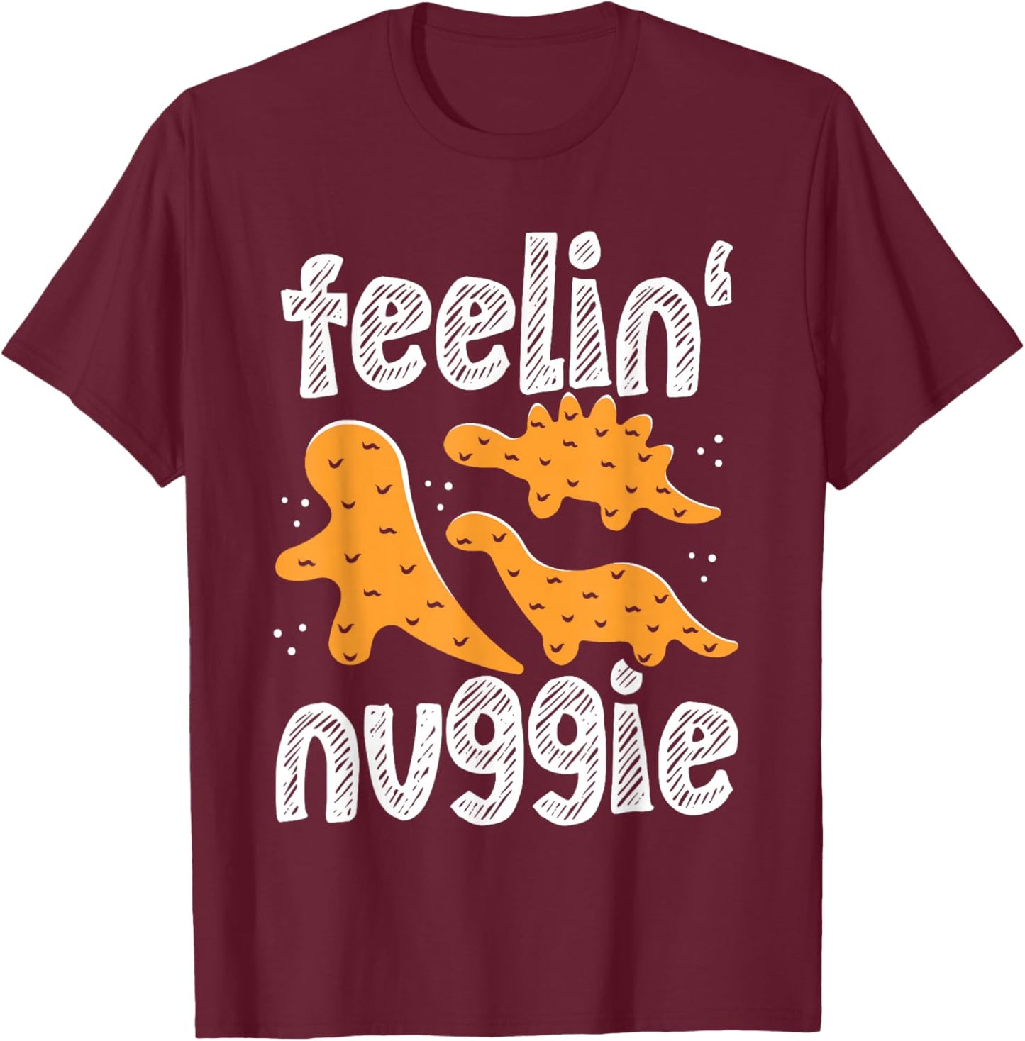 Dinosaur Chicken Nugget Lover Unique Dino Style T-Shirt - T-Shirt | Maroon