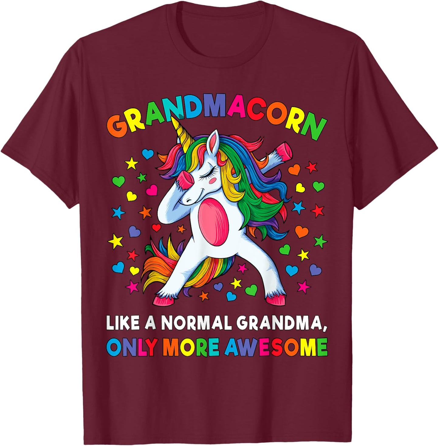 Grandmacorn Like A Grandma Only Awesome Dabbing Unicorn T-Shirt - T-Shirt | Maroon