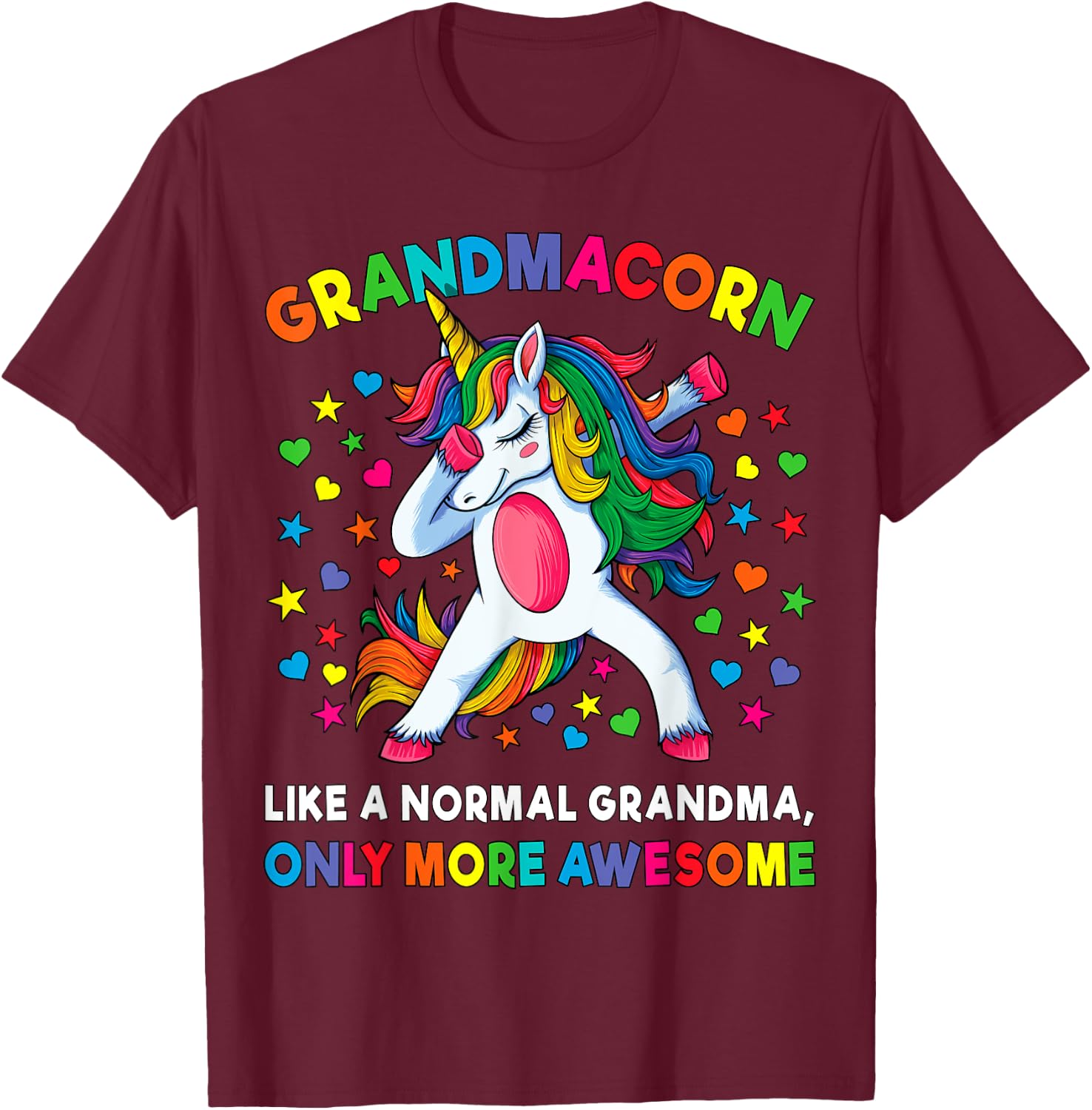 Grandmacorn Like A Grandma Only Awesome Dabbing Unicorn T-Shirt - T-Shirt | Maroon
