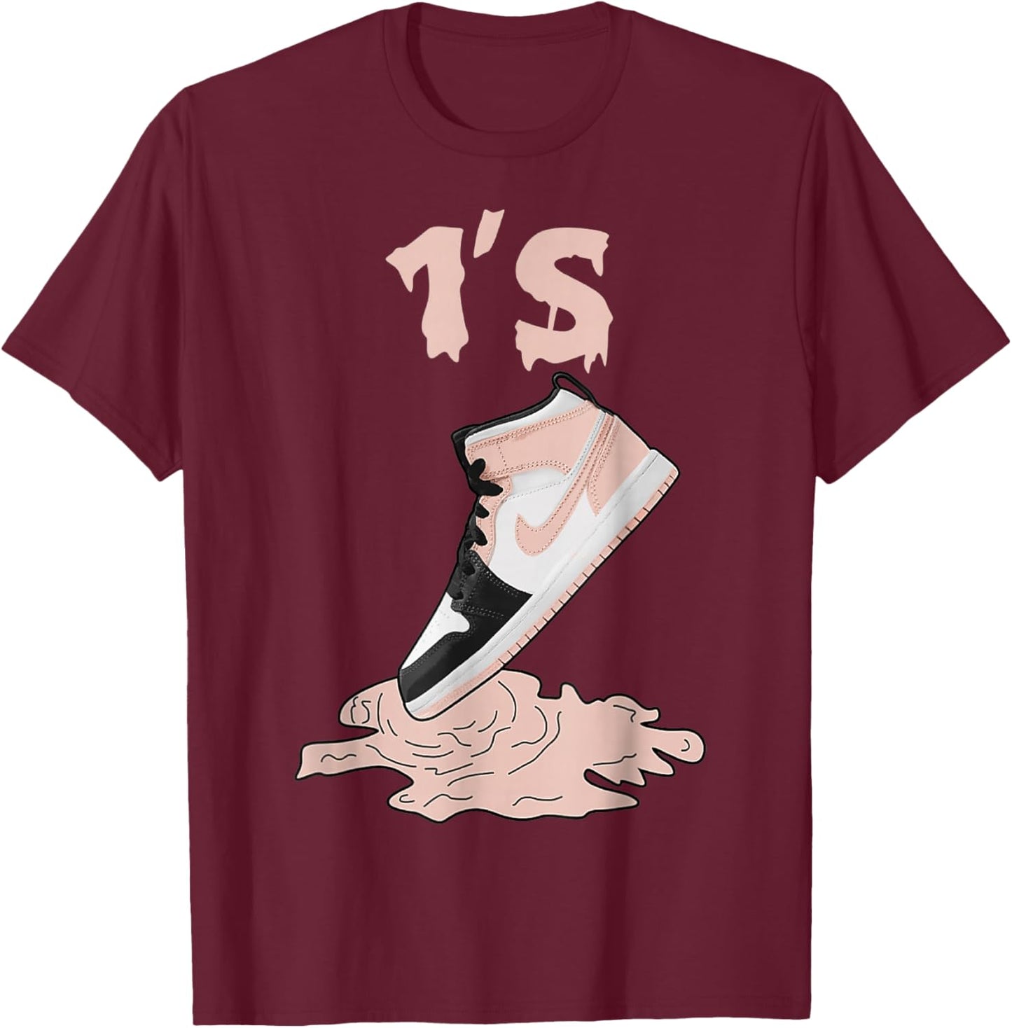 Snkr mtch 1 mid arctic crimson tint orange T-Shirt - T-Shirt | Maroon