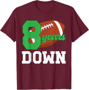 8th Birthday Football Boy Eight Year Old Football Player T-Shirt - T-Shirt | Maroon