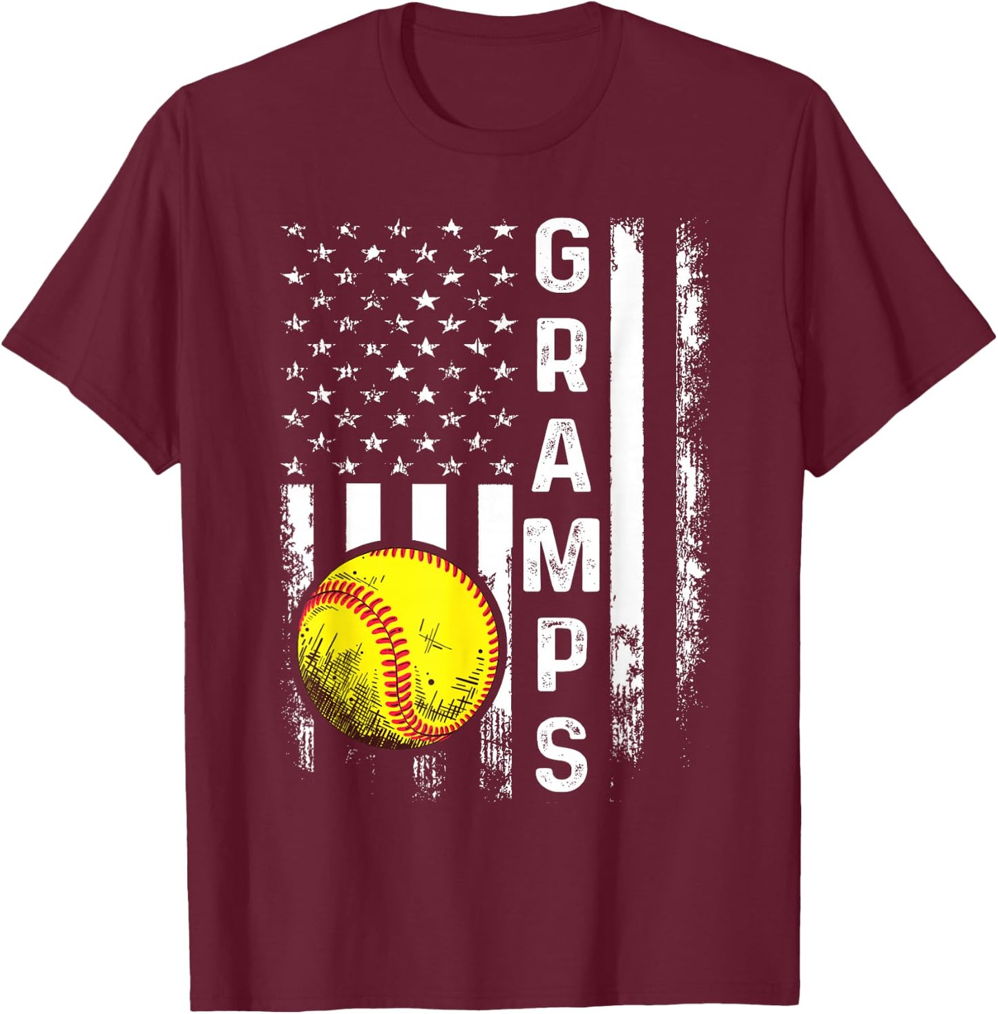 Softball Gramps America Flag Men Women Vintage Christmas T-Shirt - T-Shirt | Maroon