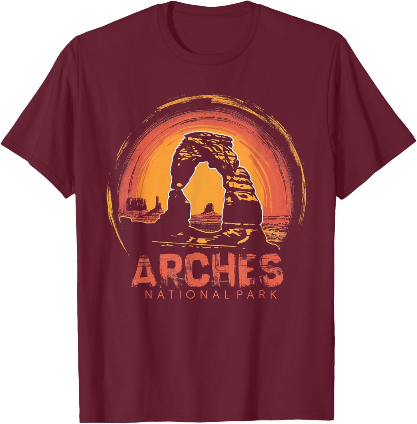 Arches - US National Park Utah Vintage Men Women Kids Retro T-Shirt - T-Shirt | Maroon