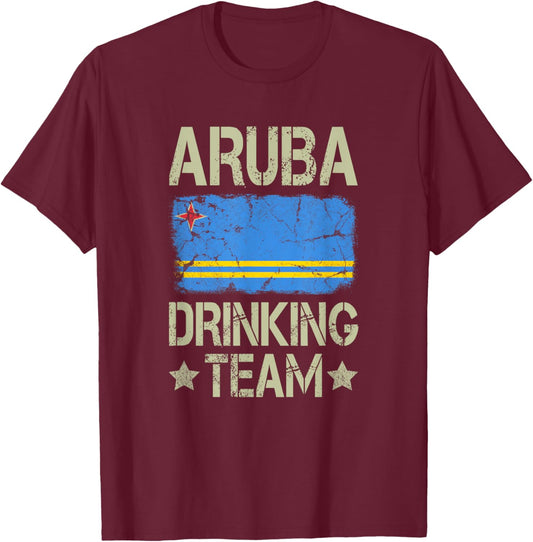 Aruba Drinking Team Aruba Flag Funny Drinking T-Shirt - T-Shirt | Maroon