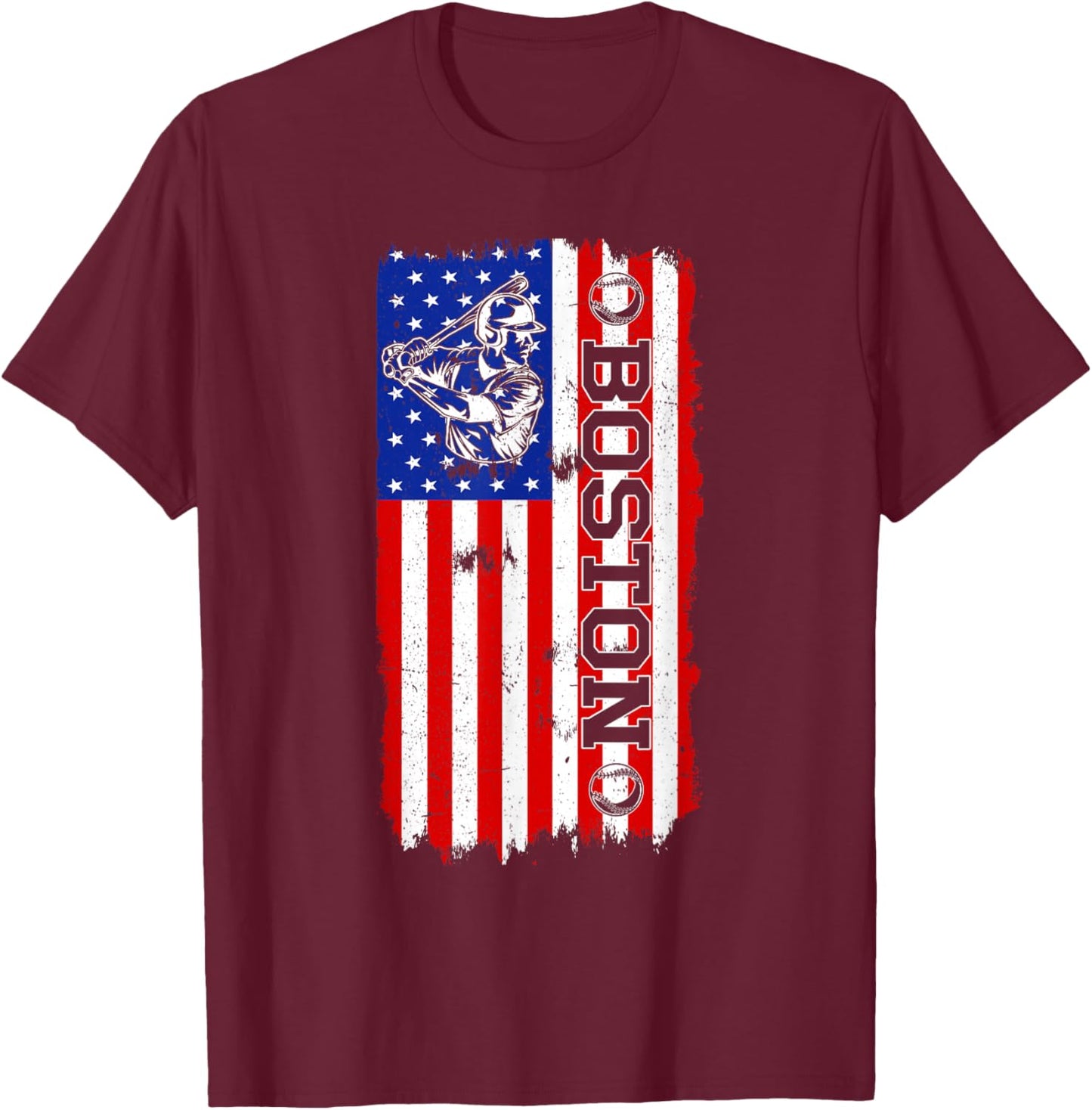 Vintage Style Boston Baseball and Men T-Shirt - T-Shirt | Maroon