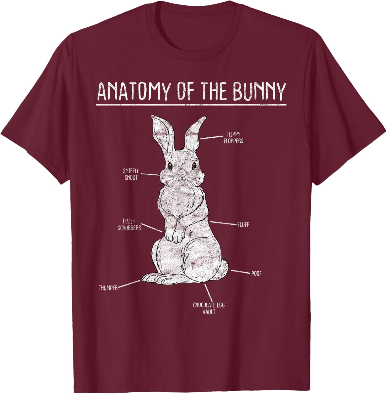 Rabbit Anatomy Bunny Lover Animal Pet Owner Gift T-Shirt - T-Shirt | Maroon
