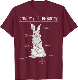 Rabbit Anatomy Bunny Lover Animal Pet Owner Gift T-Shirt - T-Shirt | Maroon