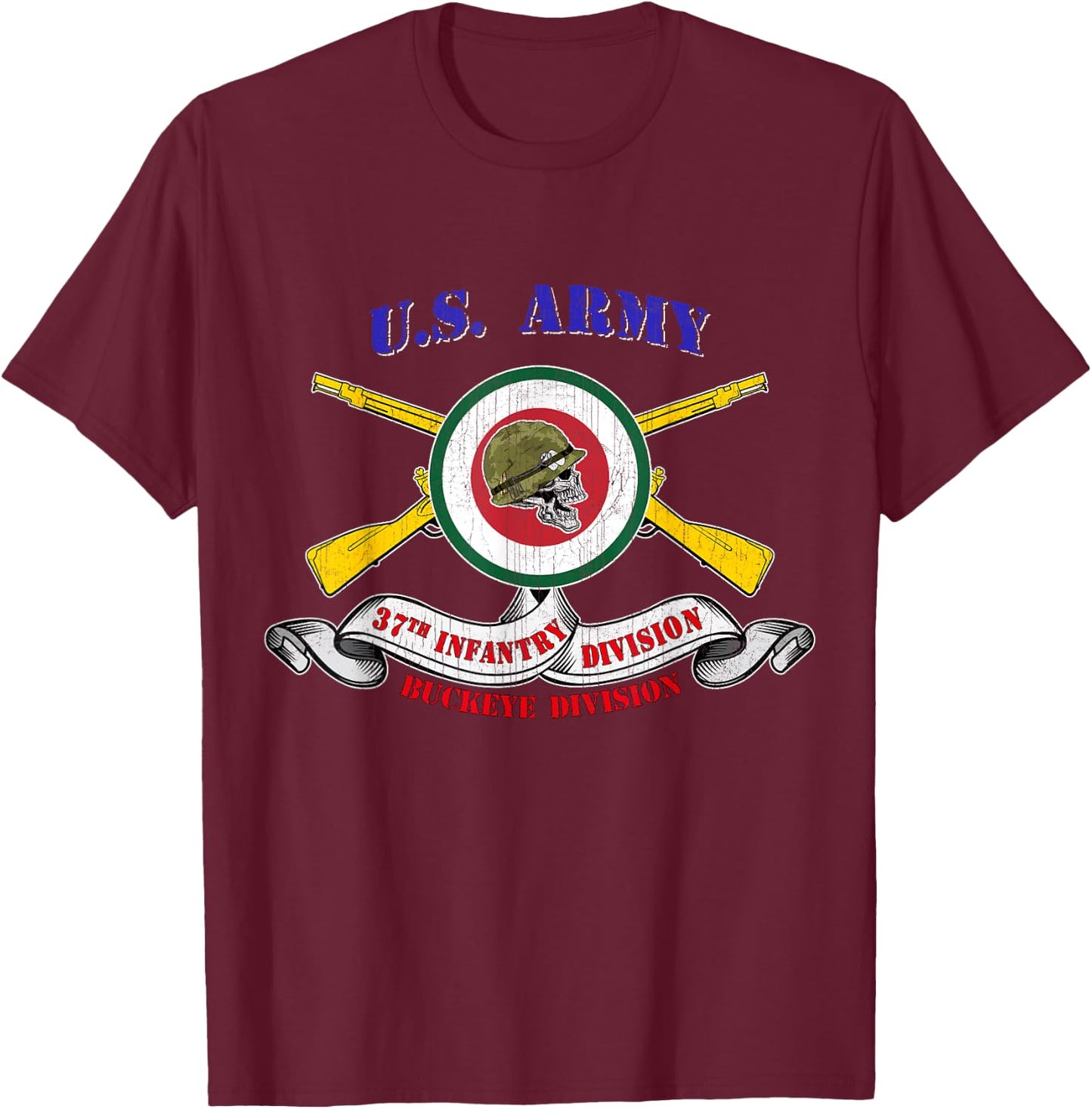 37th Infantry Division 37th ID Veteran Buckeye Division T-Shirt - T-Shirt | Maroon