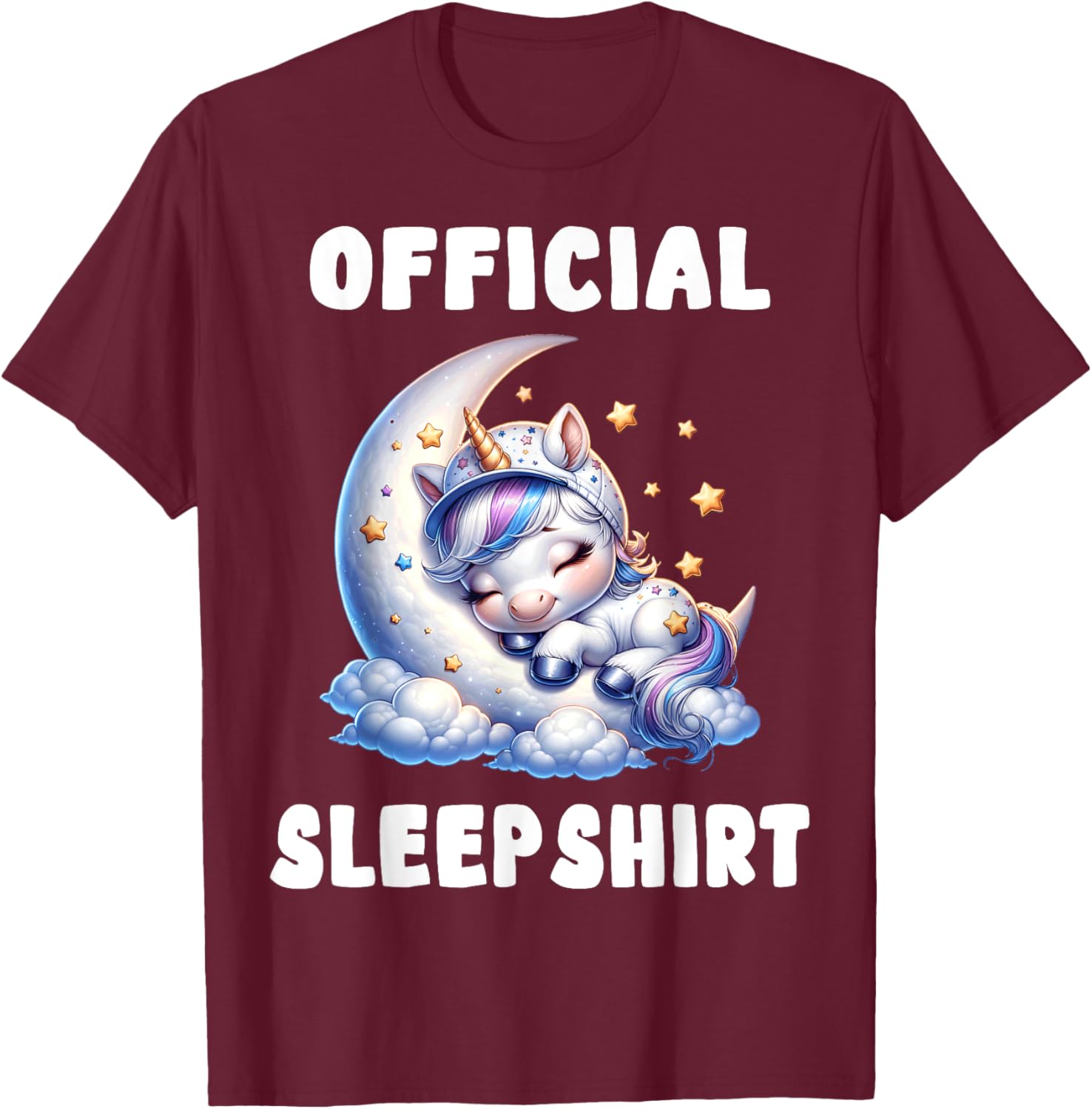 Unicorn - Official Sleepshirt Pajamas Nightgown T-Shirt - T-Shirt | Maroon