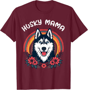 Husky Mama Siberian Husky Mom T-Shirt - T-Shirt | Maroon