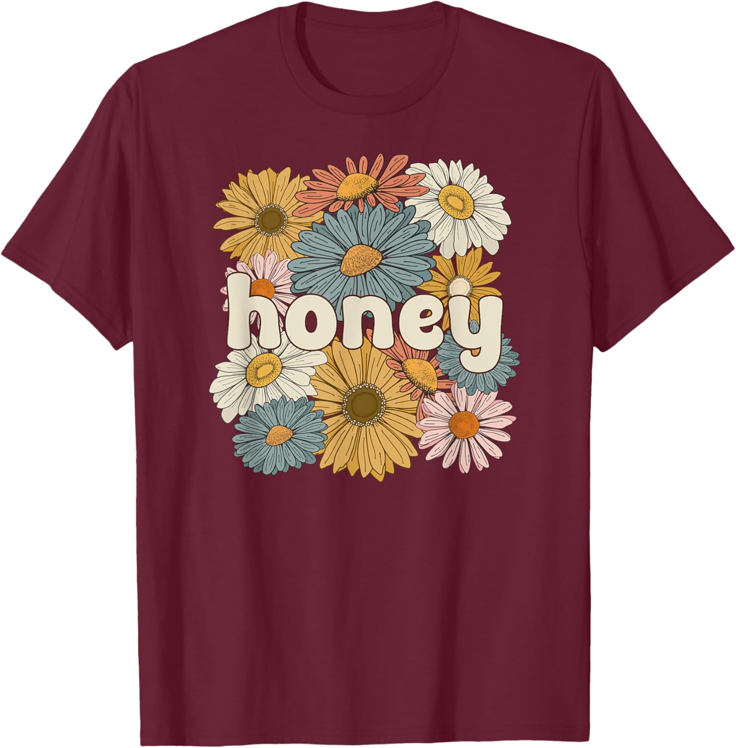 Groovy Honey Grandmother Flowers Honey Grandma T-Shirt - T-Shirt | Maroon
