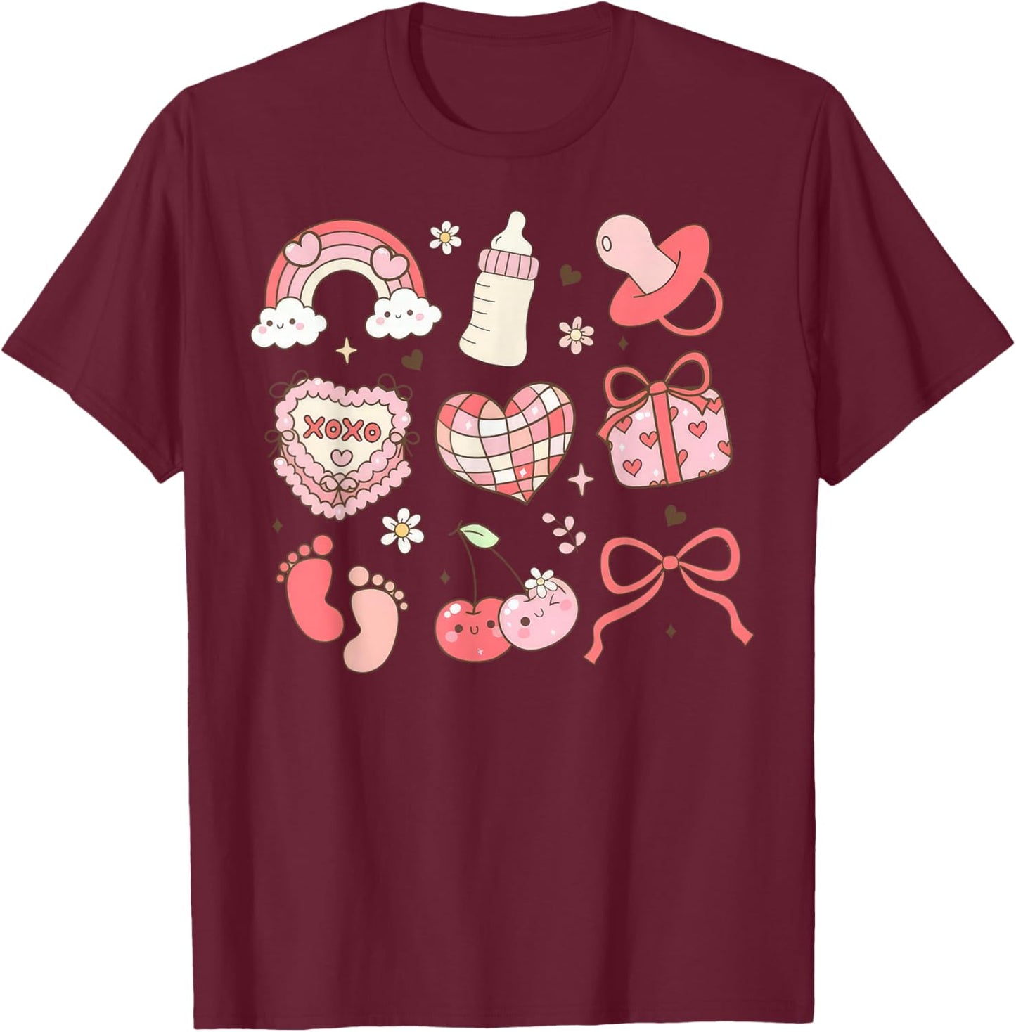 Nurse Valentines' Day Gifts NICU Nurse Valentines Day L&D Nurse Nicu Crew , Black, Small, Short Sleeve, , -Adults, Healthcare Professionals, Nurses T-Shirt - T-Shirt | Maroon