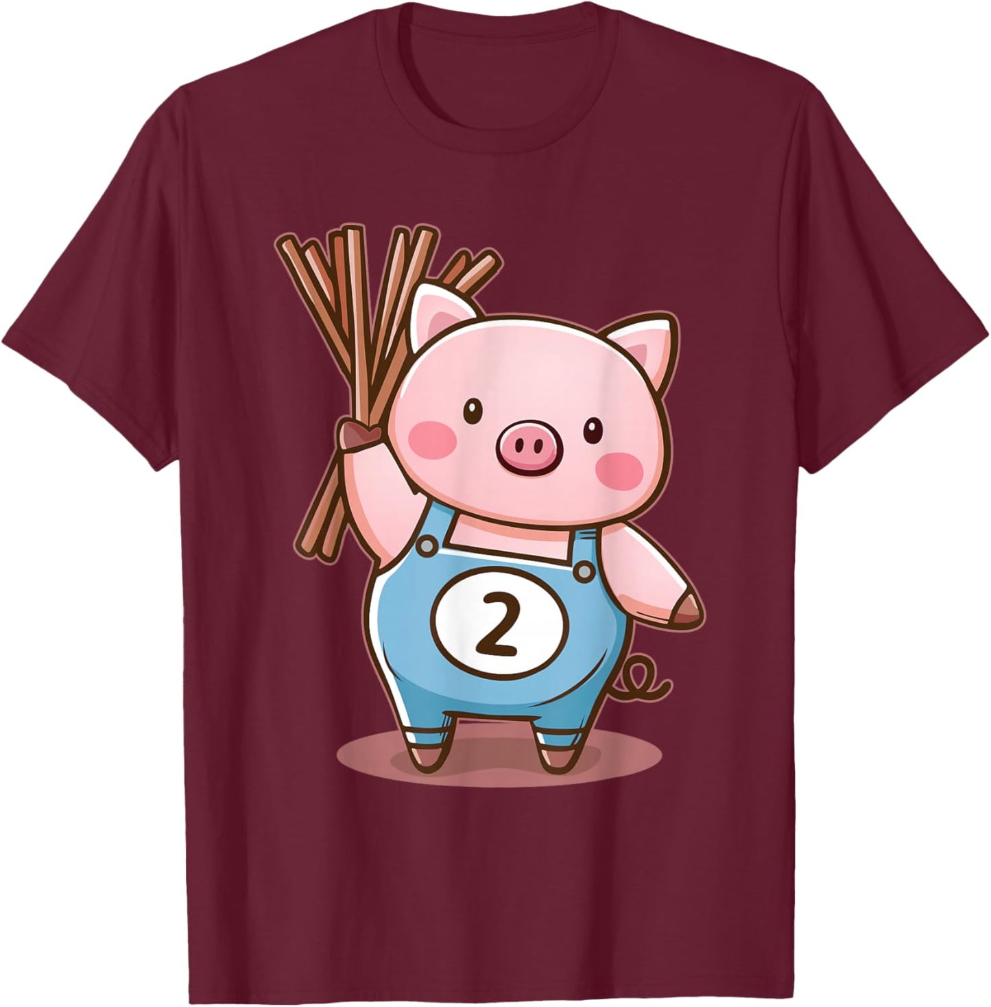 Three Little Pigs Pig 2 Halloween Costume Boys Girls Adults T-Shirt - T-Shirt | Maroon