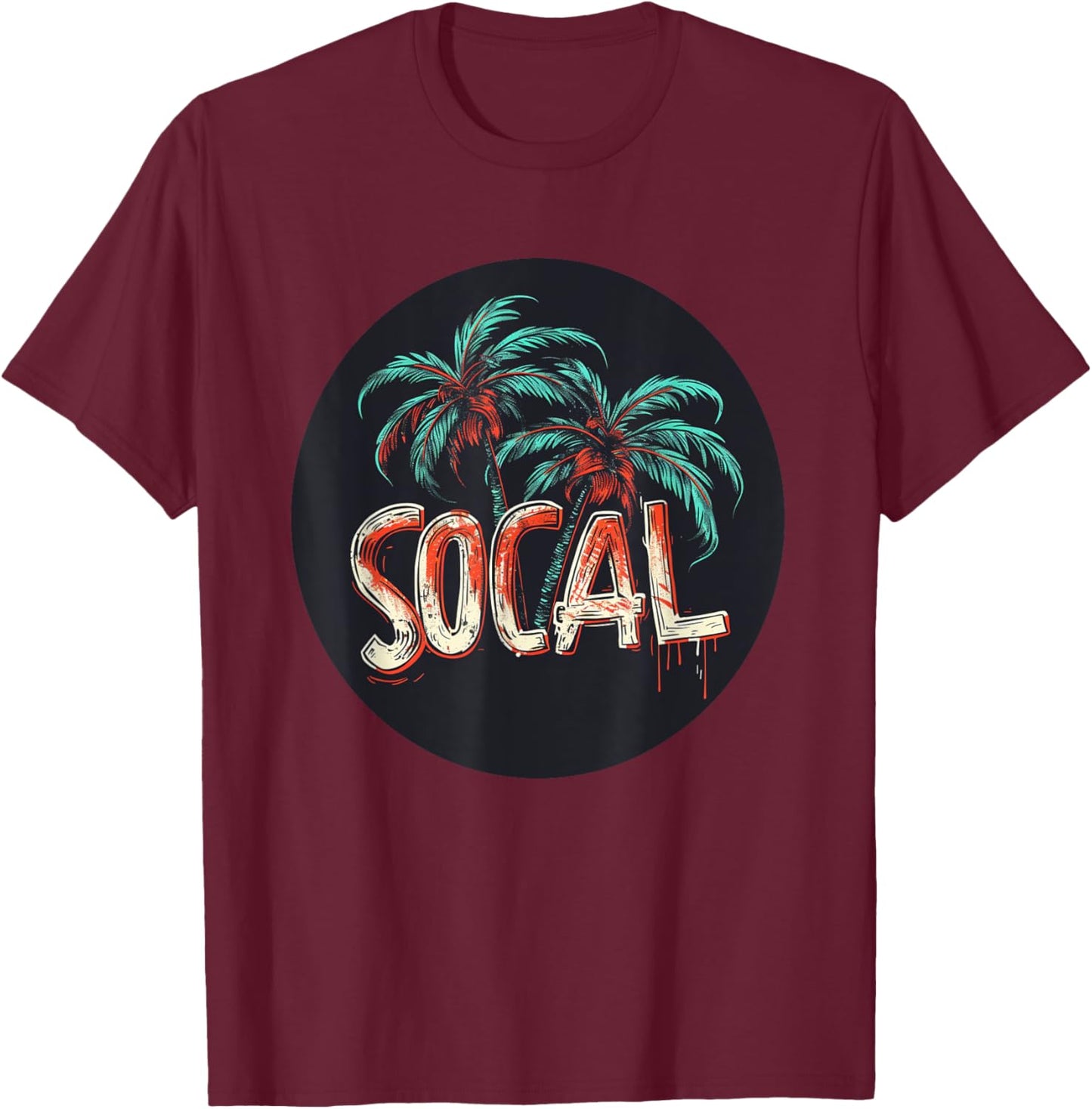 Pal Trees Vacation in Southern California for SoCal Lovers T-Shirt - T-Shirt | Maroon