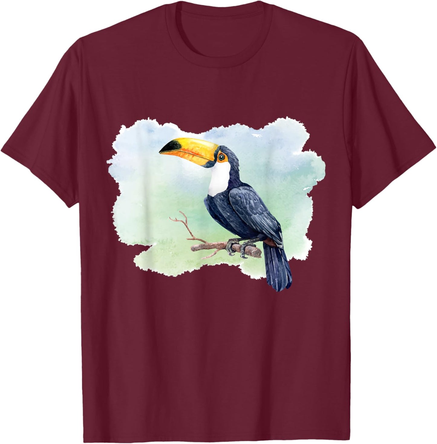 Toucan Watercolor T-Shirt - T-Shirt | Maroon