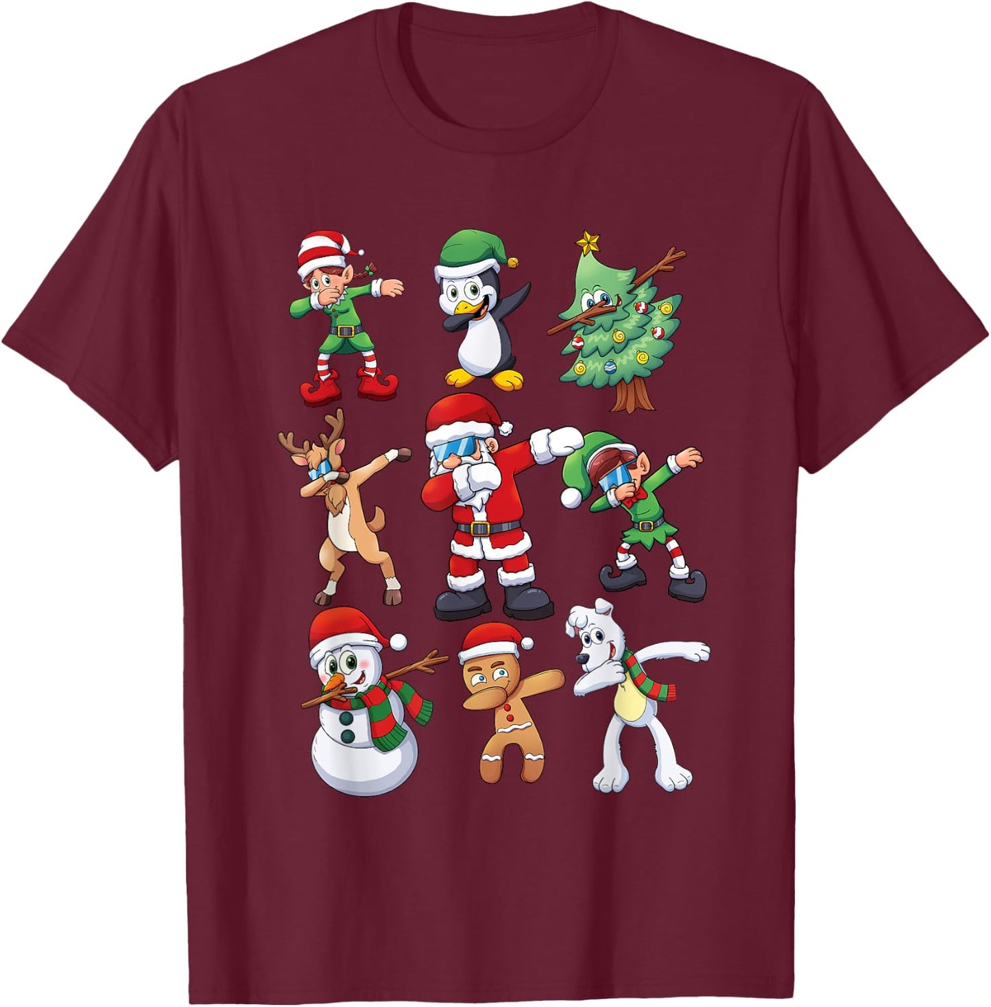 Christmas Shirt for Kids Boys Dabbing Santa Elves Xmas Gift T-Shirt - T-Shirt | Maroon