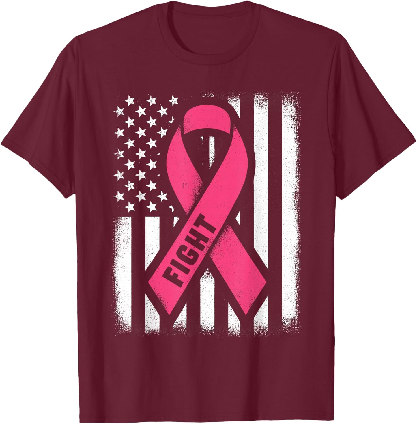Fight Breast Cancer Shirts Breast Cancer Flag Shirt T-Shirt - T-Shirt | Maroon