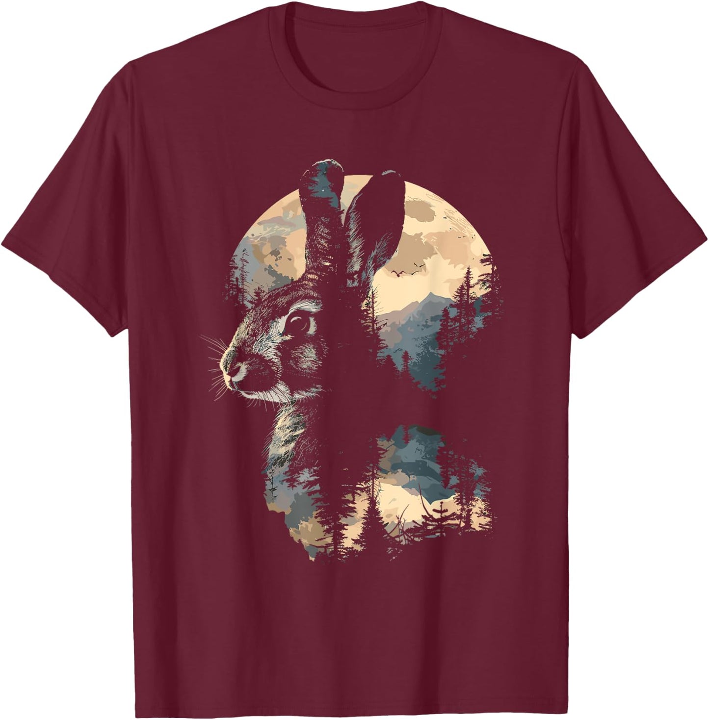 Rabbit Mountain Landscape Nature Wildlife T-Shirt - T-Shirt | Maroon