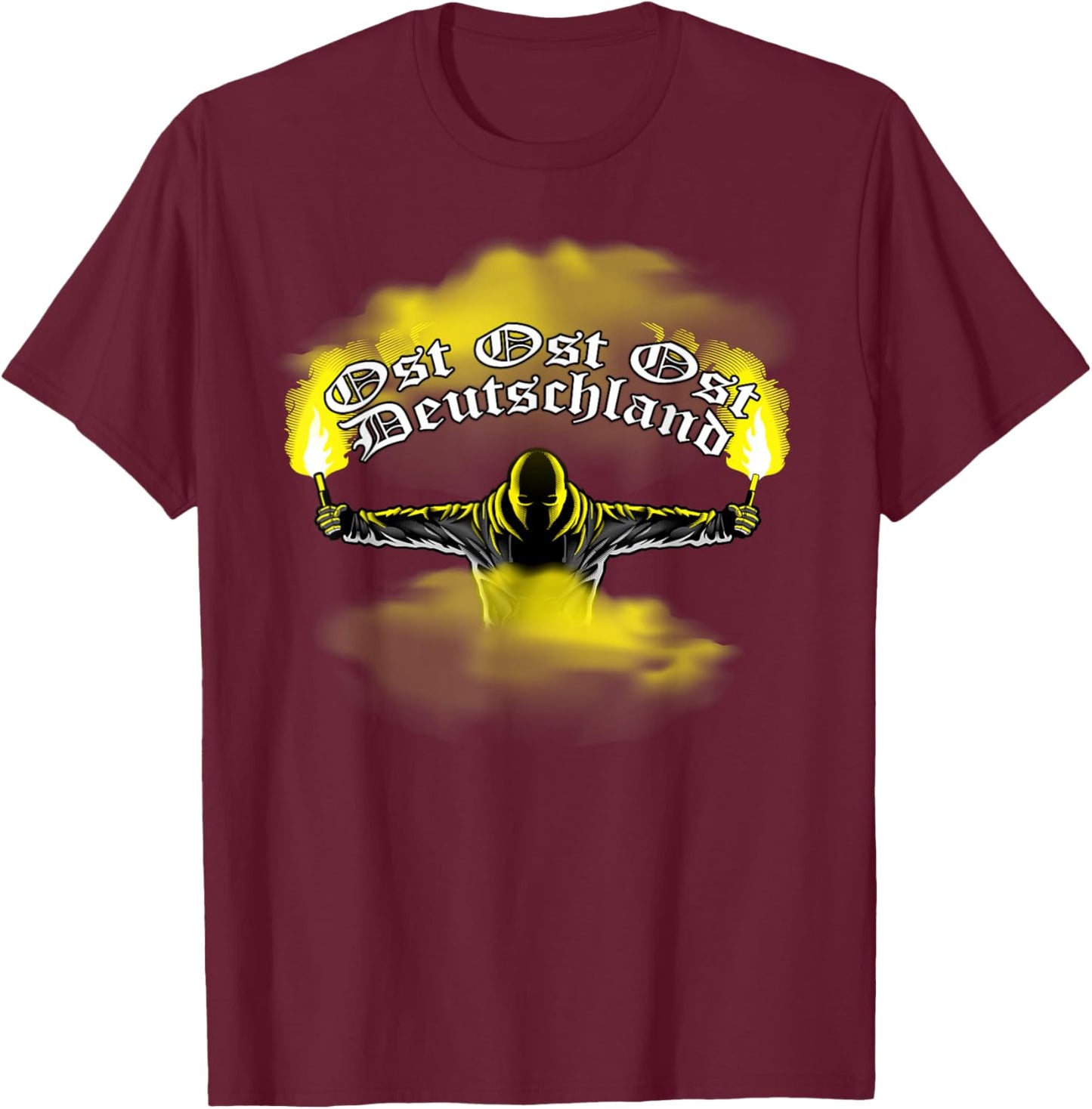 Ostdeutschland - Pyrotechnik - Pyro - Bengalo - Gelb T-Shirt - T-Shirt | Maroon