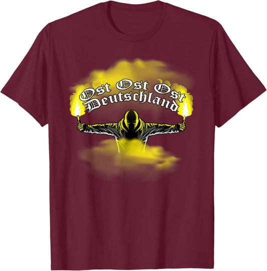 Ostdeutschland - Pyrotechnik - Pyro - Bengalo - Gelb T-Shirt - T-Shirt | Maroon