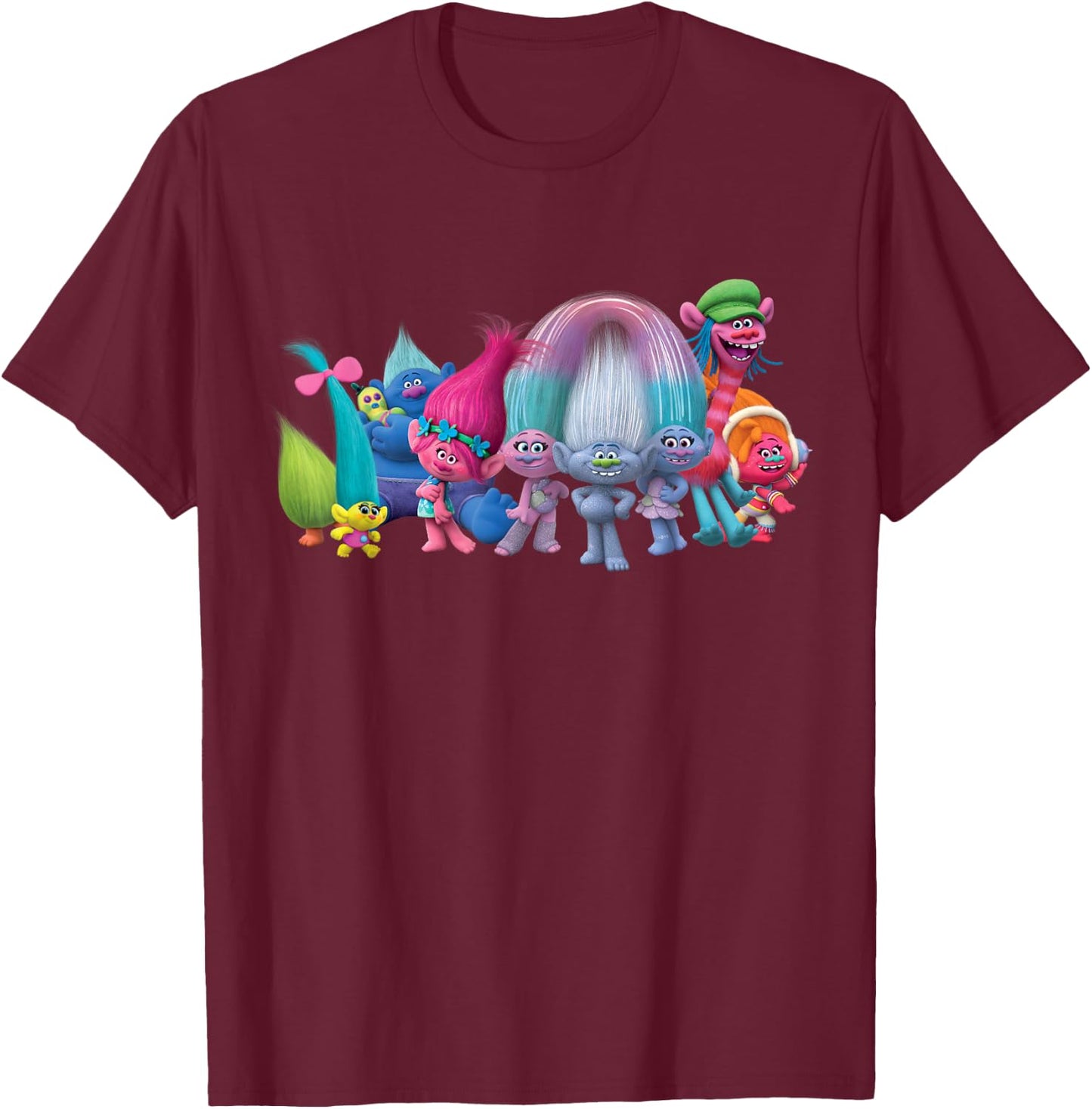 DreamWorks Trolls All Troll Friends Small T-Shirt - T-Shirt | Maroon