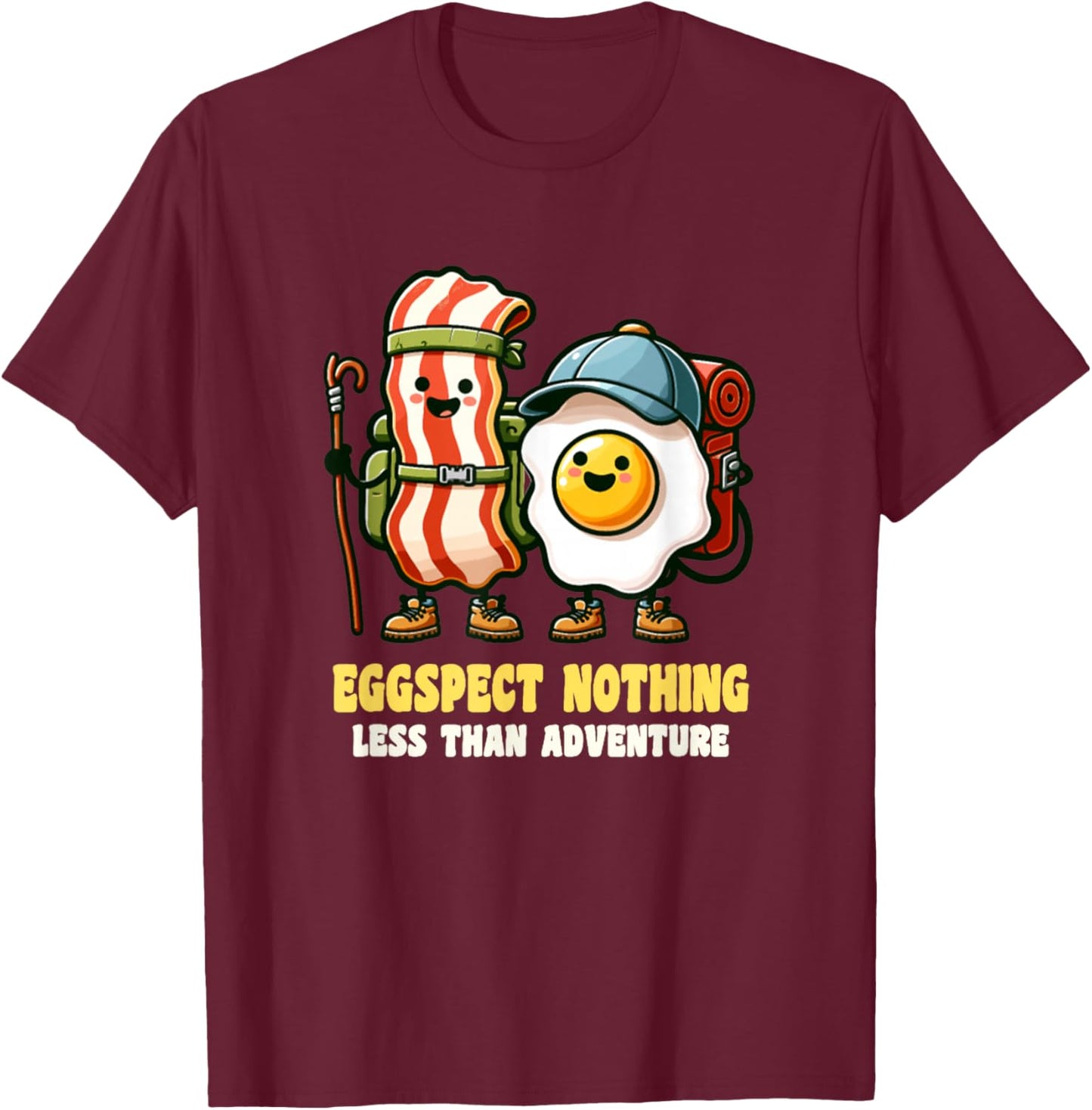 Bacon Egg And Cheese Funny Breakfast Eggspect T-Shirt - T-Shirt | Maroon