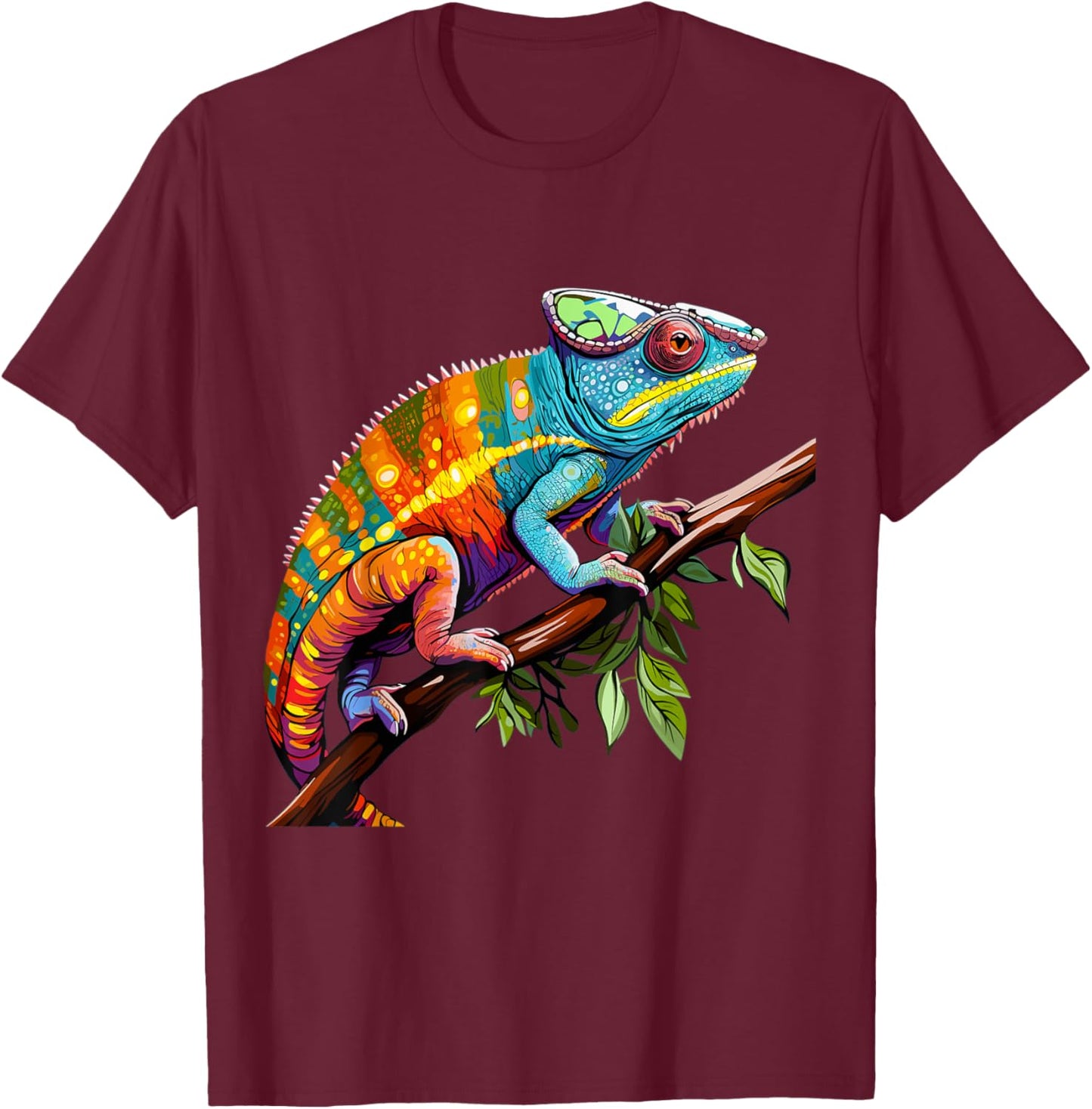 Chameleon Reptile Graphic T-Shirt - T-Shirt | Maroon