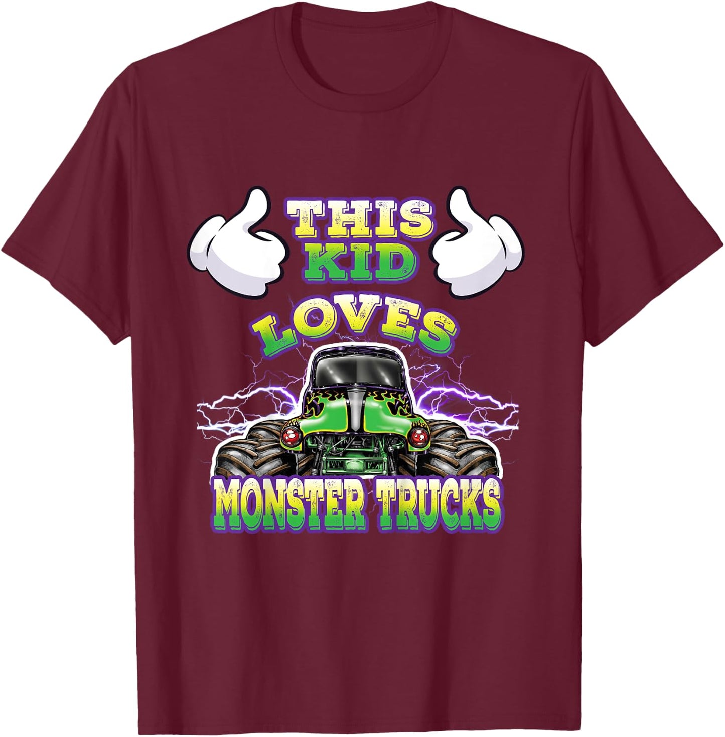 Kids Monster Truck Toddlers and Kids T-Shirt - T-Shirt | Maroon