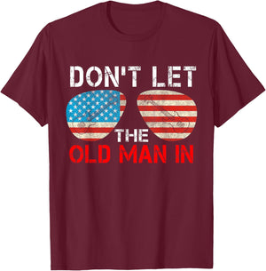 Retro Don't let the old man in Vintage American flag T-Shirt - T-Shirt | Maroon
