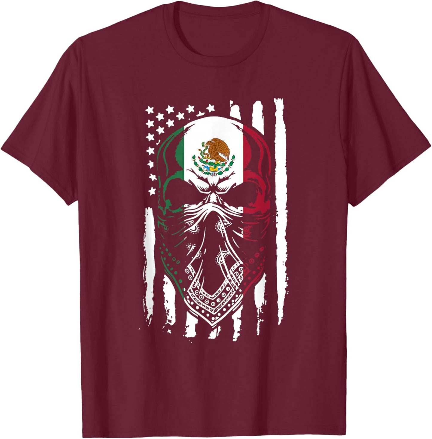 Mexico Vintage Mexican Flag Pride Hat Jersey T-Shirt - T-Shirt | Maroon