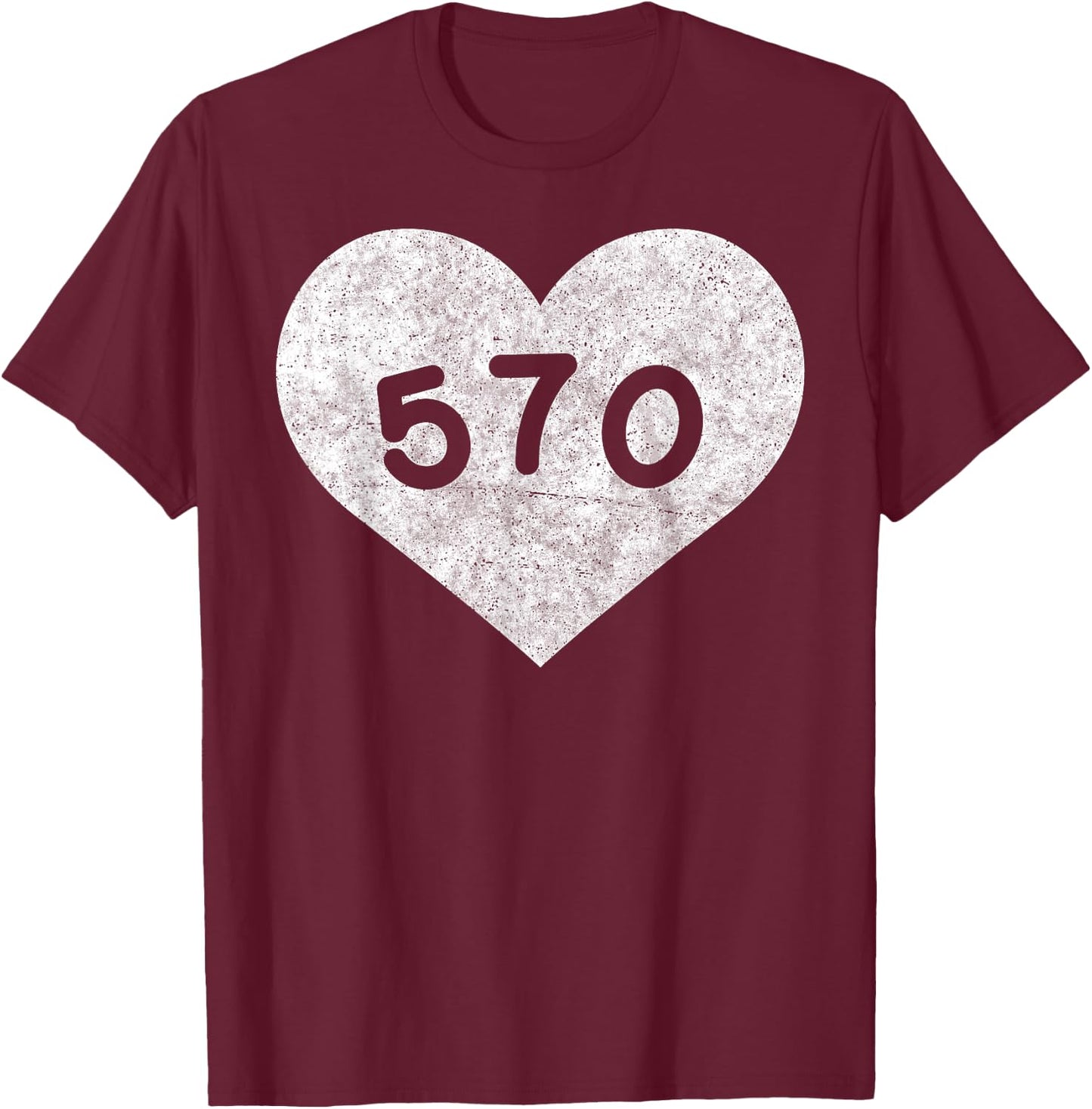 Pennsylvania Area Code 570 Heart Shirt State Gift T-Shirt - T-Shirt | Maroon