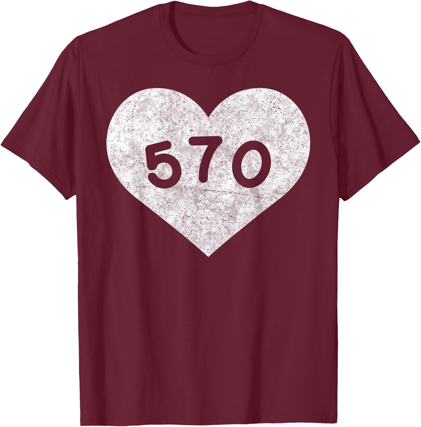 Pennsylvania Area Code 570 Heart Shirt State Gift T-Shirt - T-Shirt | Maroon