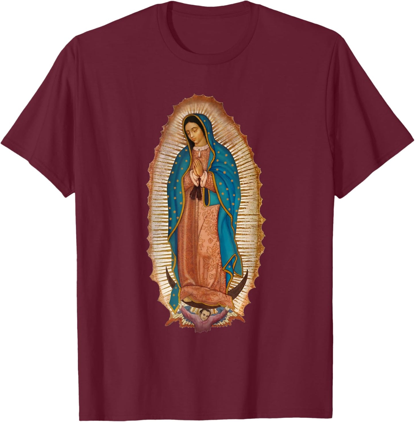 Virgen De Guadalupe Sant Mary Mexico Shirts T-Shirt - T-Shirt | Maroon