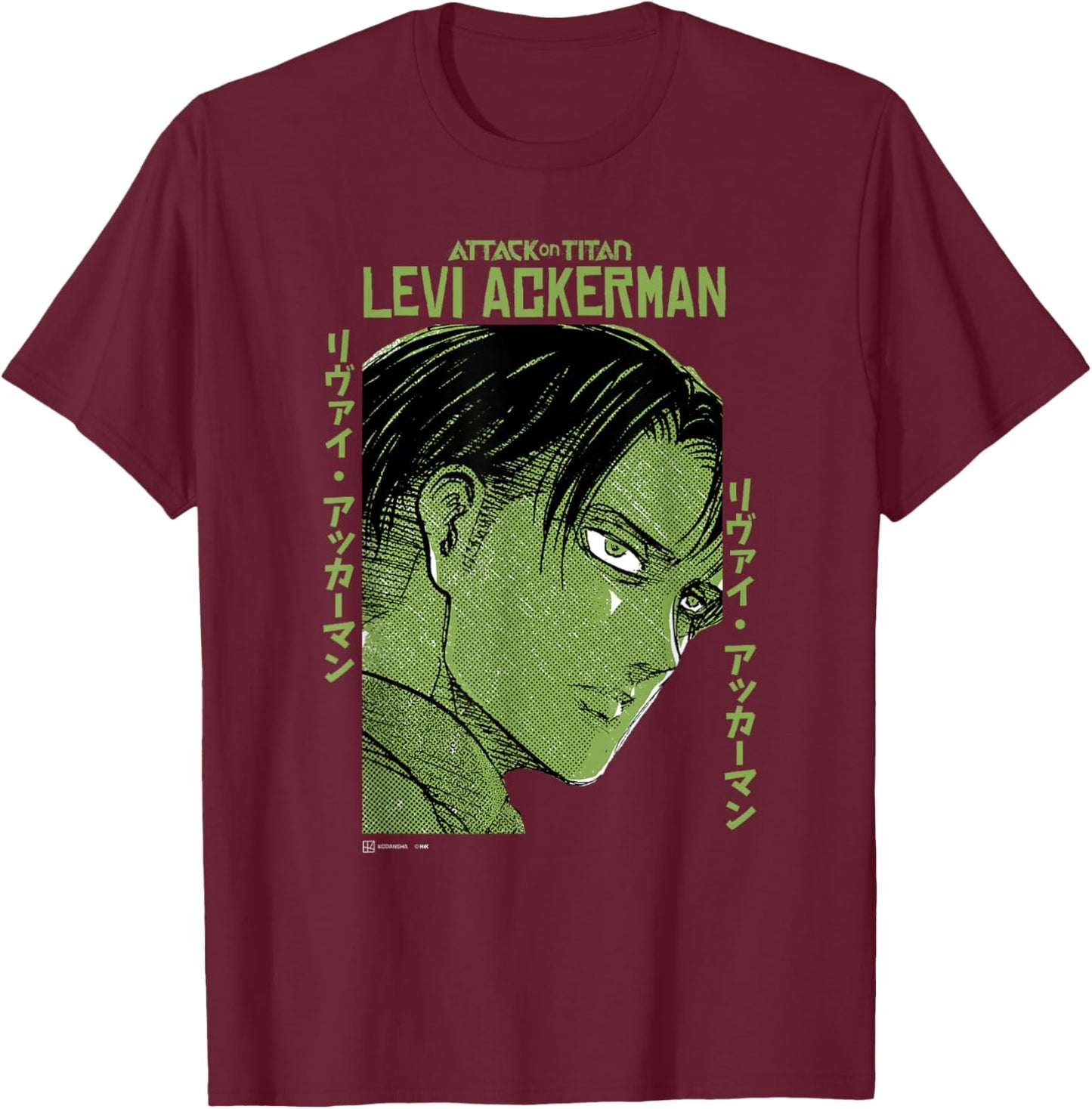 Attack on Titan Levi Ackerman Japanese Manga Face Portrait T-Shirt - T-Shirt | Maroon
